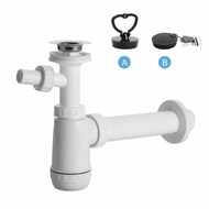 E Washbasin trap, stainless grid, washing machine outlet, plug