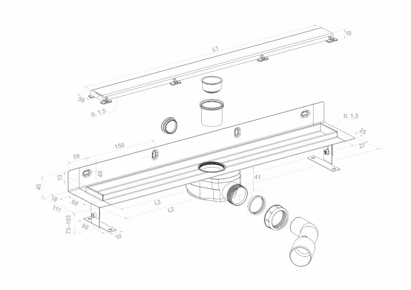 View Universal stainless drain channel, steel grid design 4