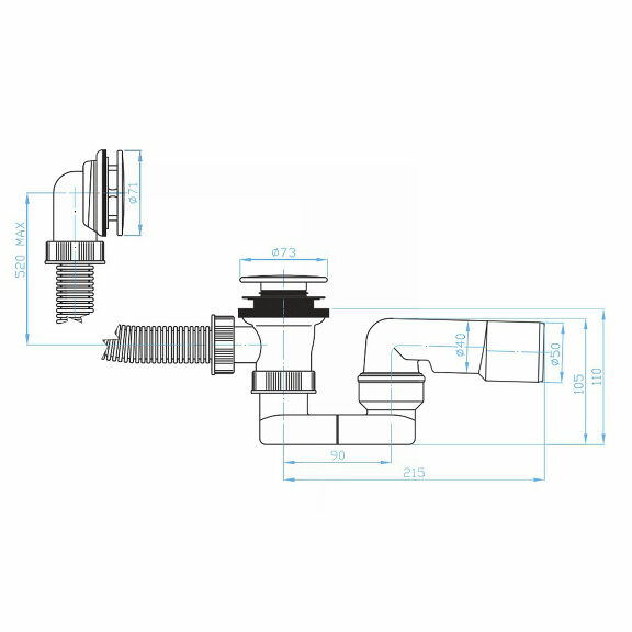 View Bath drain KLIK KLAK, trap 40/50, inox