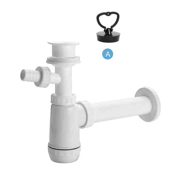 View E Washbasin trap, plastic grid, washing machine outlet, plug