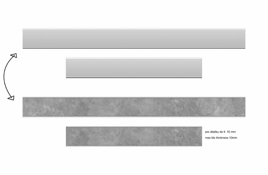 Prohlédnout Plastový odtokový žlab s nerezovými hranami 2v1 design 4