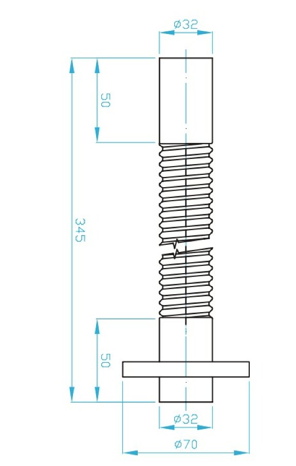 View Flexi brass connection 32, L=350 mm, rossete 70/32 mm