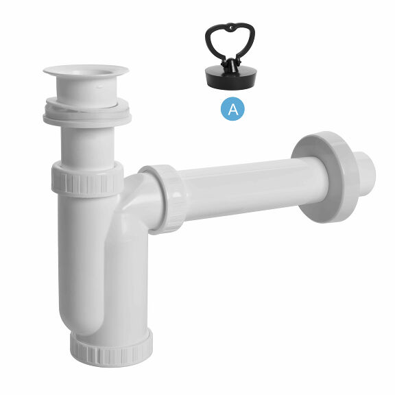 View Washbasin trap, plastic grid, plug