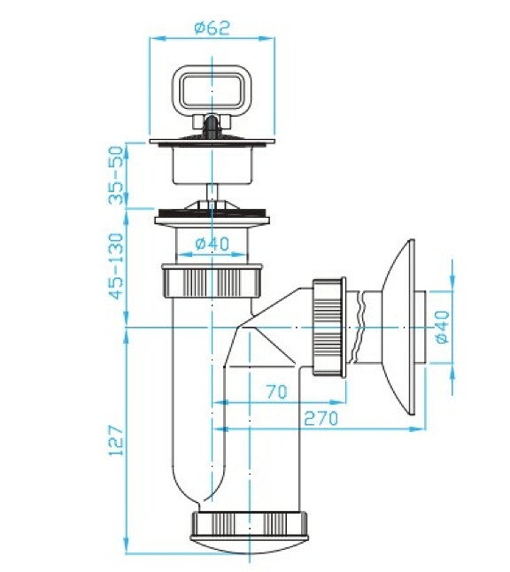 View Washbasin trap, plastic grid, plug