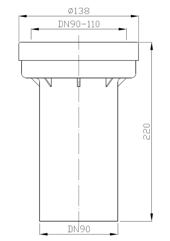 View Toilet connector -  straigth 200 DN 90