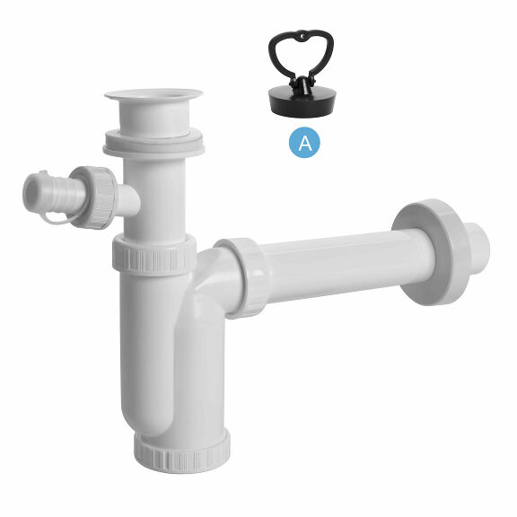 View Washbasin trap, plastic grid, wash. mach. outlet, plug