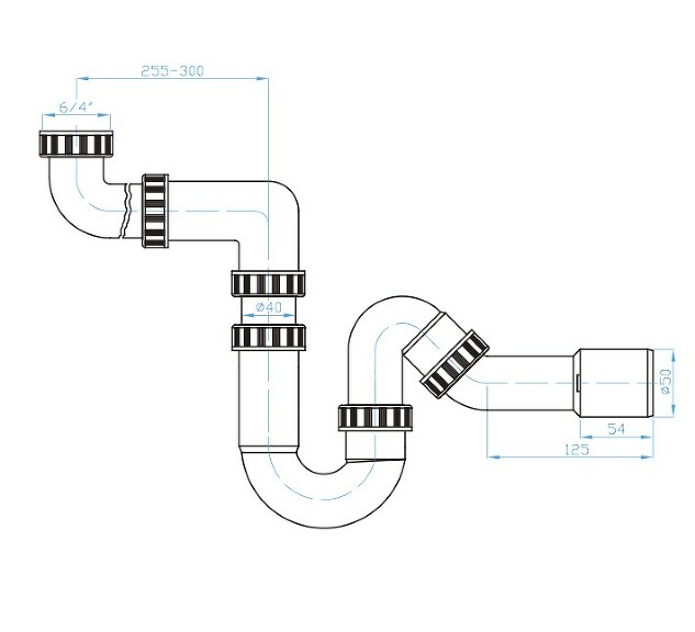 View U siphon 40 for space saving with 135°elbow