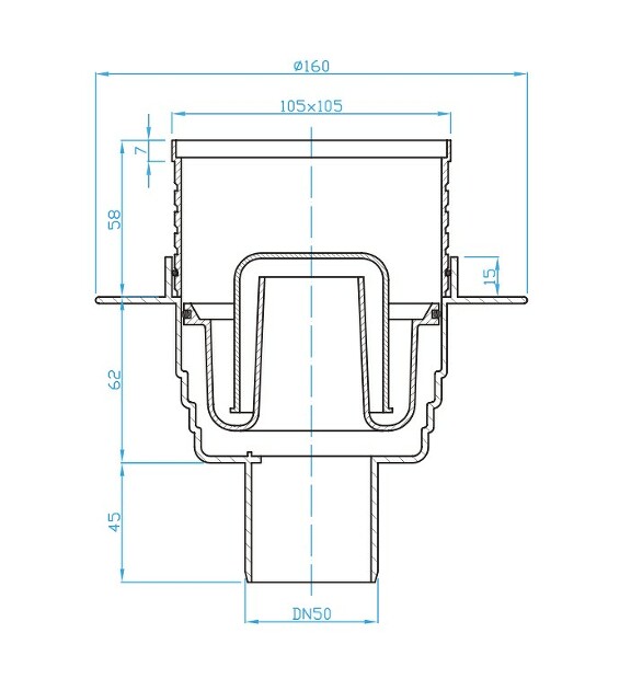 View Floor drain straight 50, black