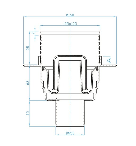 View Floor drain straight 50, gold