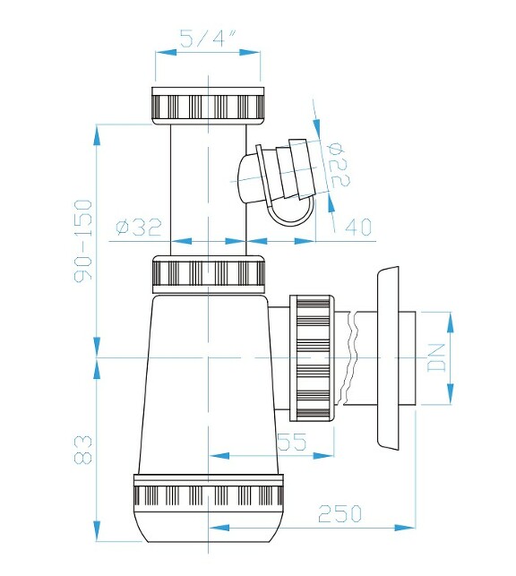 View E trap 5/4". washing machine outlet