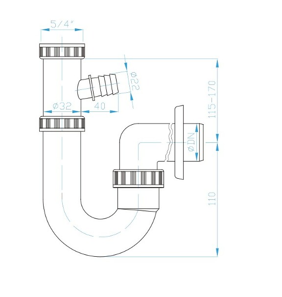 View U trap 5/4", washing machine outlet