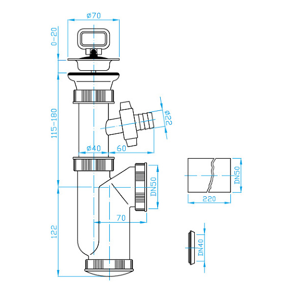 View Sink trap, washing machine outlet