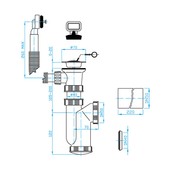 View Sink trap, overflow