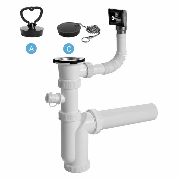 View Sink trap, washing machine outlet, overflow