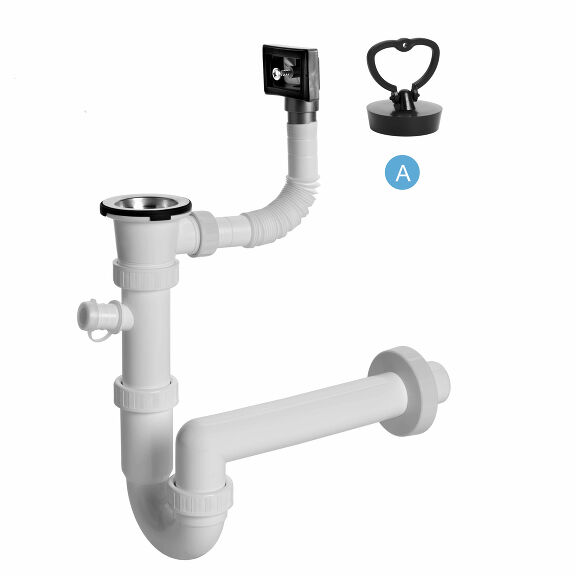 View U sink trap, washing machine outlet, overflow