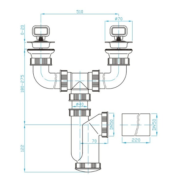 View Double sink trap