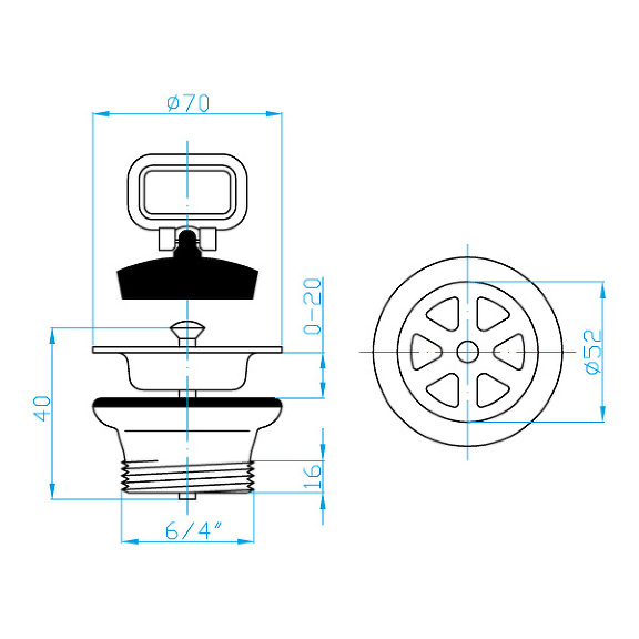 View Sink outlet 6/4" DN 52