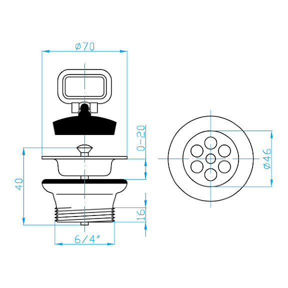 View Sink outlet 6/4" DN 46