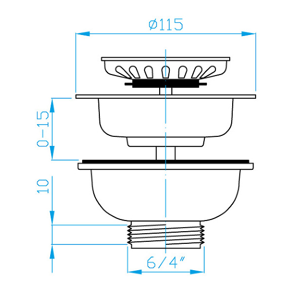 View Sink outlet 115 6/4"
