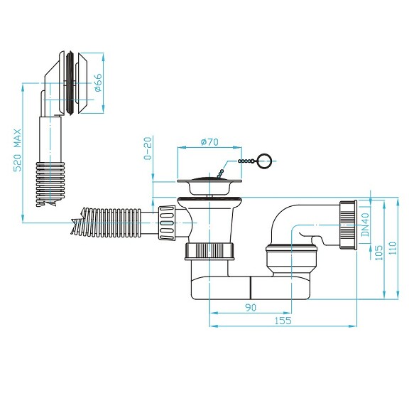 View Bath trap 40 6/4", overflow