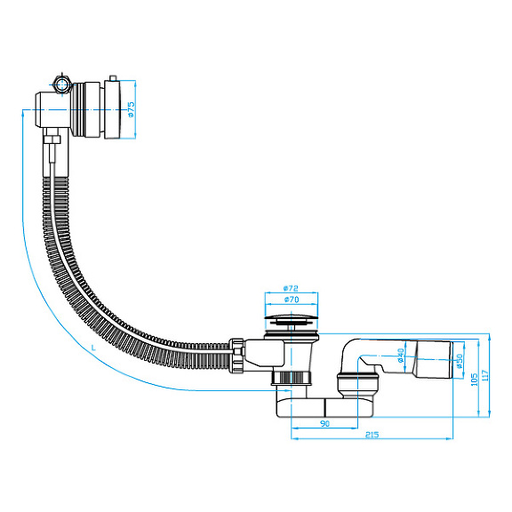 View SALE - Automatic bath drain, intergrated water inlet inclusive bath trap 40/50