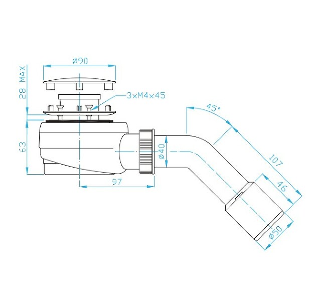 View Shower tray siphon 60, low, inox