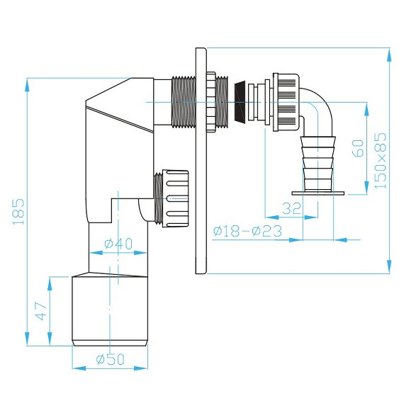 View Under plaster washing machine trap