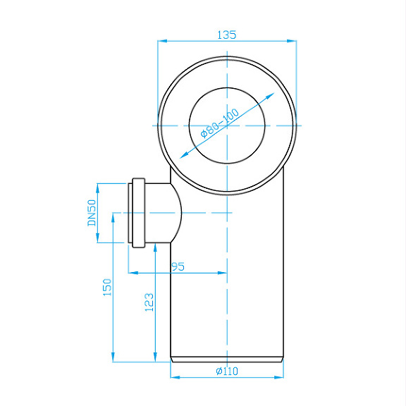 View Toilet connector - bend 90° with inlet pipe