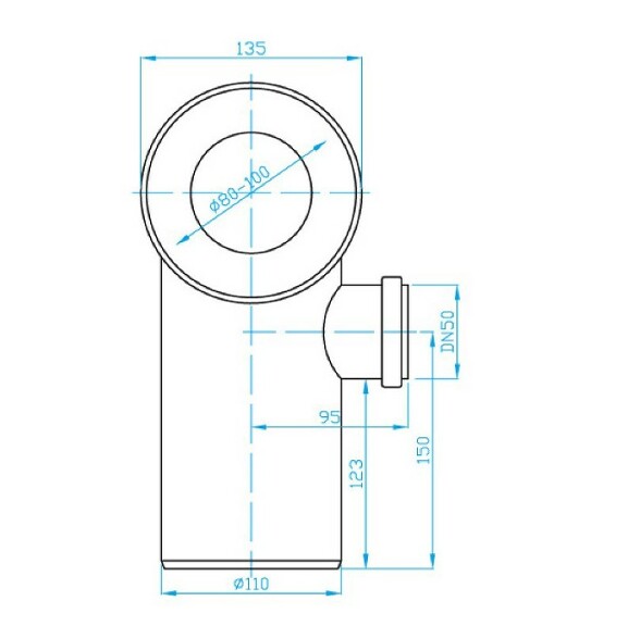 View Toilet connector - bend 90° with inlet pipe