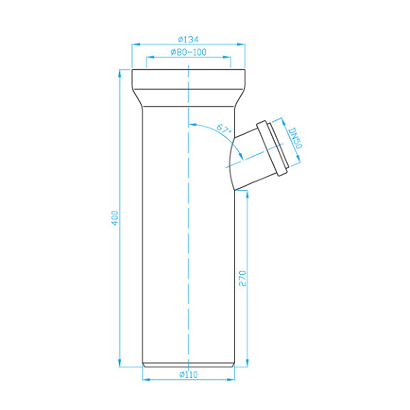View SALE - Toilet pipe straight 400 with inlet pipe
