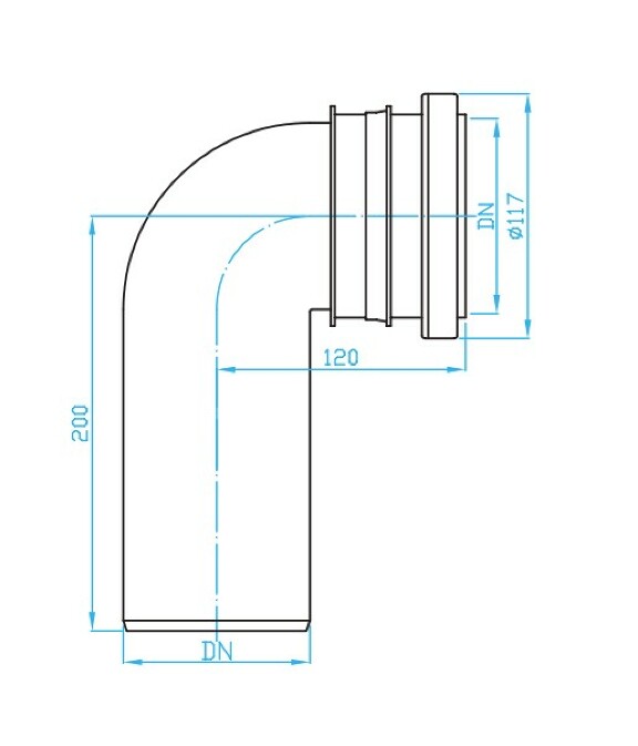 View Toilet connector - bend 90° DN 90