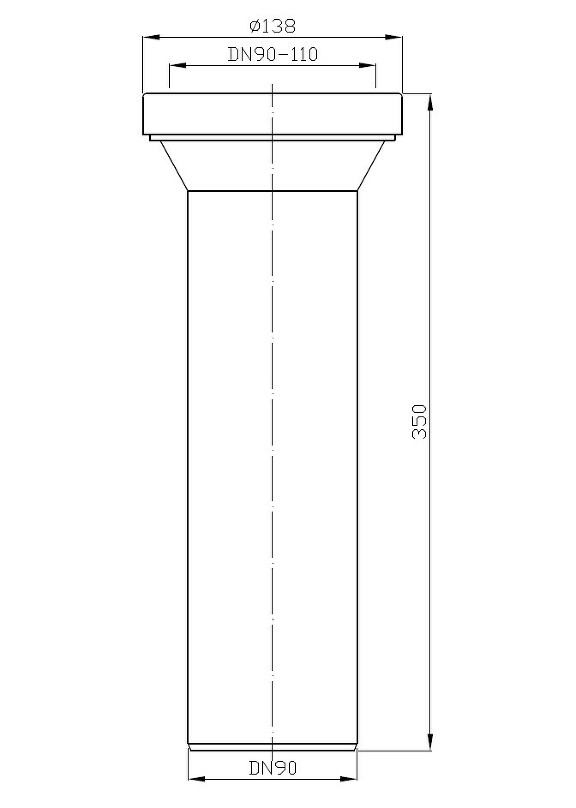 View Toilet connector straight 350 DN 90