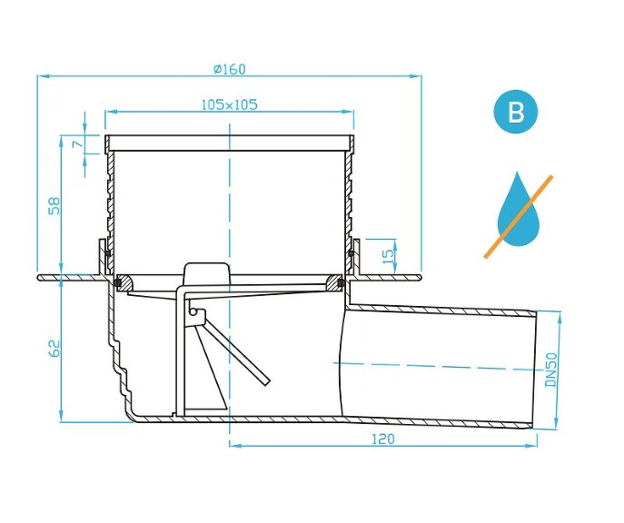 View Floor drain horizontal inox