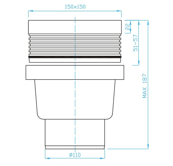 View Floor drain vertical 110, inox