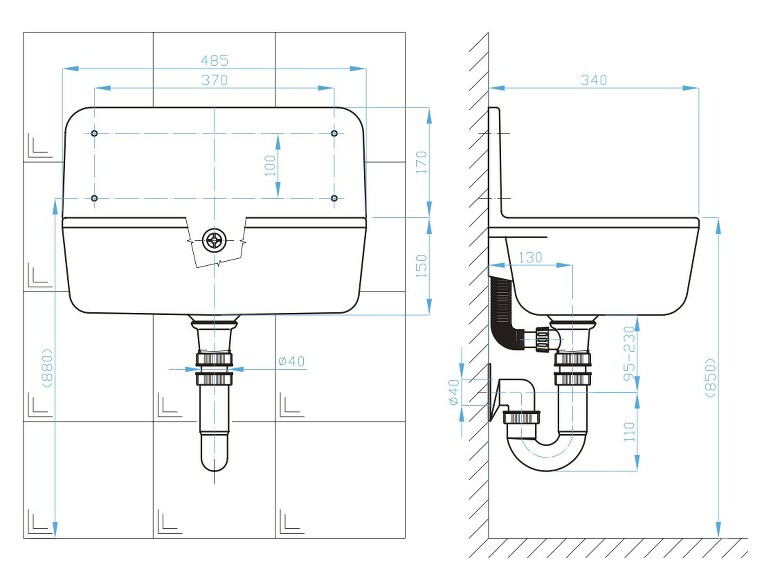 View Plastic sink, waste outlet, trap, installattion kit