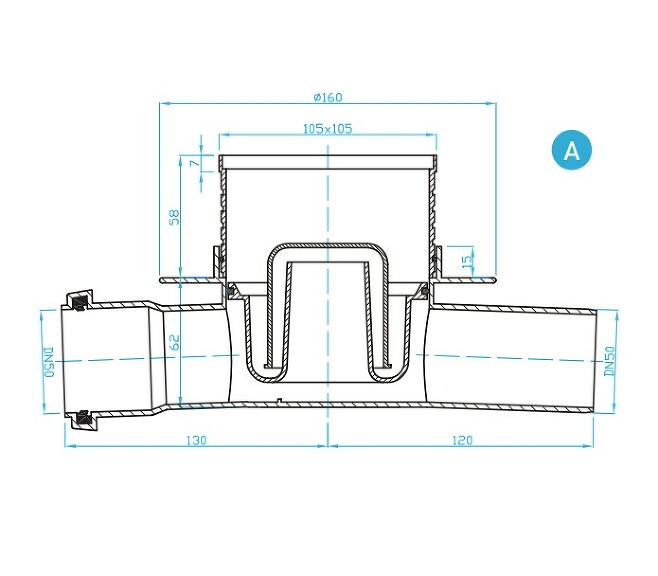 View Floor drain horizontal - double, inox