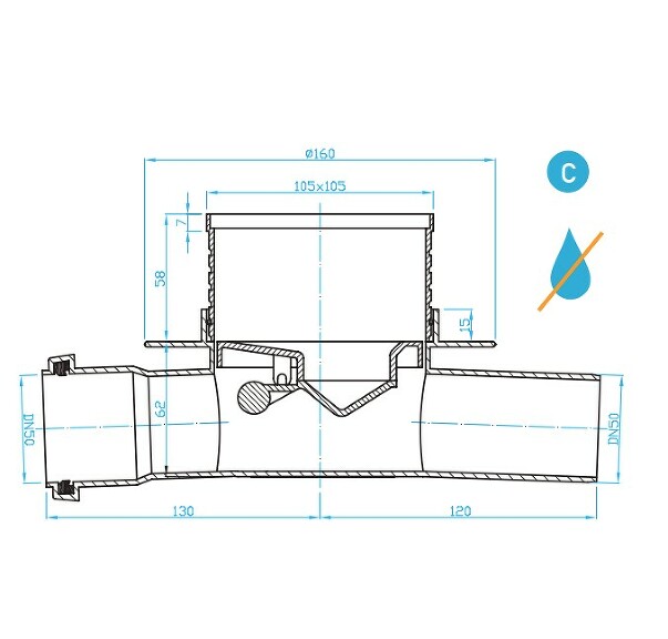 View Floor drain horizontal - double, inox