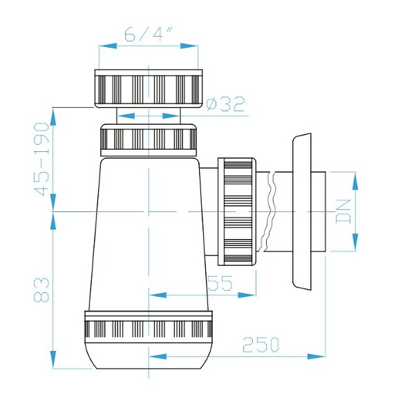 View E trap with nut 6/4"