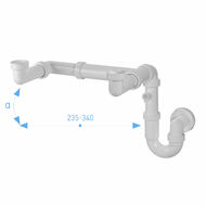 U space saving trap 2 x 6/4“, verticaly adjustable,  washing machine outlet