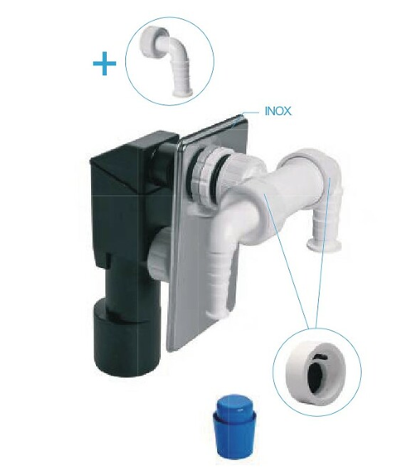 View Under plaster washing machine trap, two inlets