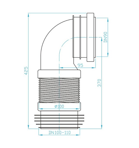 Prohlédnout Flexi koleno 90° 205-370 pro závěsné WC