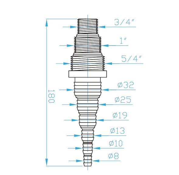 View HT hose coupling universal straight 8-32mm